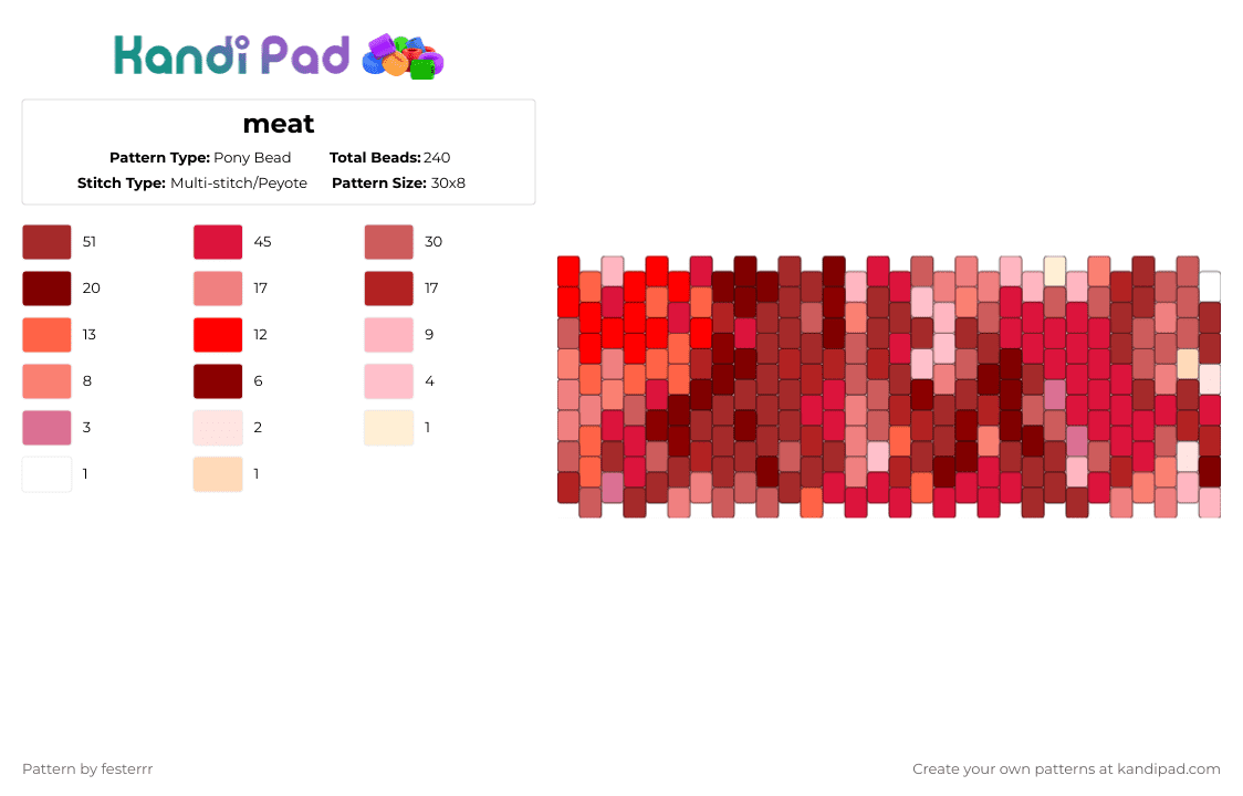 meat - Pony Bead Pattern by festerrr on Kandi Pad - red