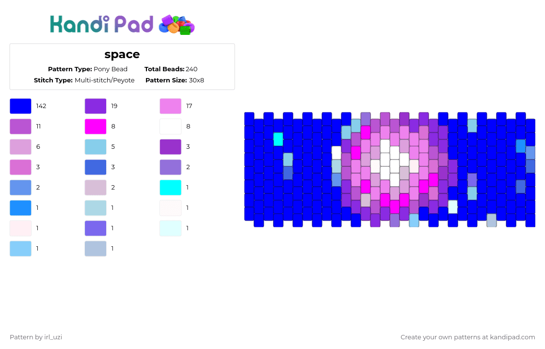 space - Pony Bead Pattern by irl_uzi on Kandi Pad - purple