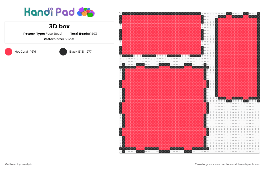 3D box Fuse Bead Pattern - Kandi Pad | Kandi Patterns, Fuse Bead ...