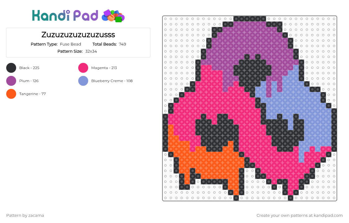 Zuzuzuzuzuzuzusss - Fuse Bead Pattern by zacama on Kandi Pad - bonnaroo,logo,festival,music,drippy,pink
