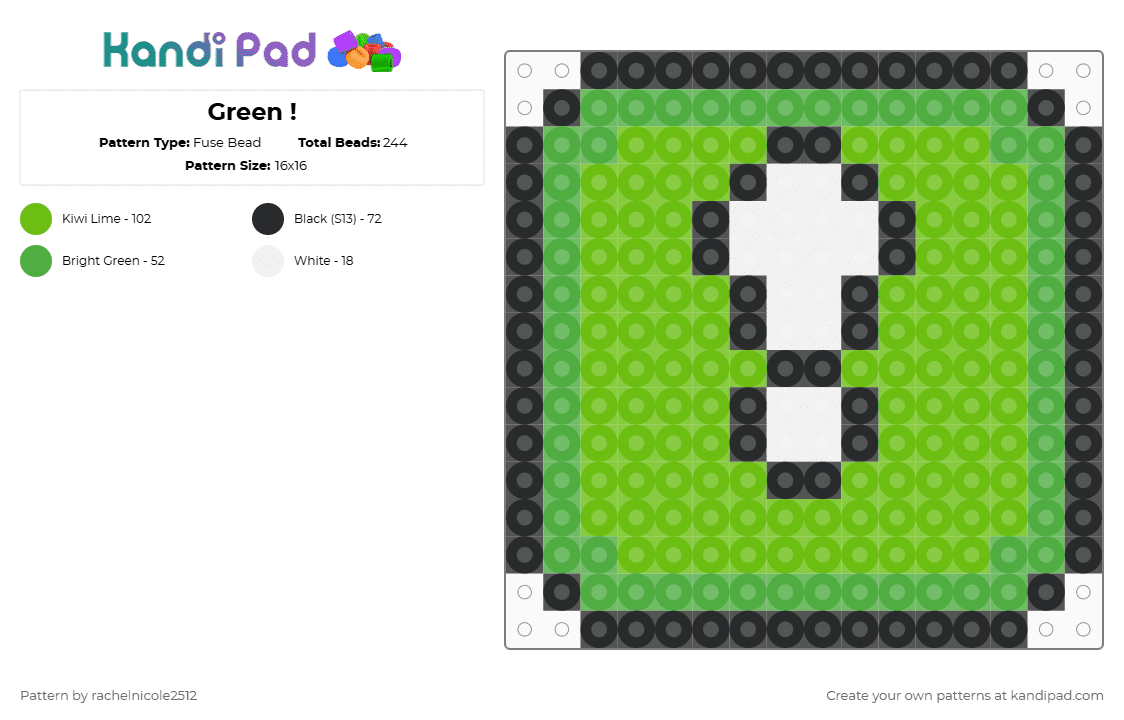 Green ! - Fuse Bead Pattern by rachelnicole2512 on Kandi Pad - green