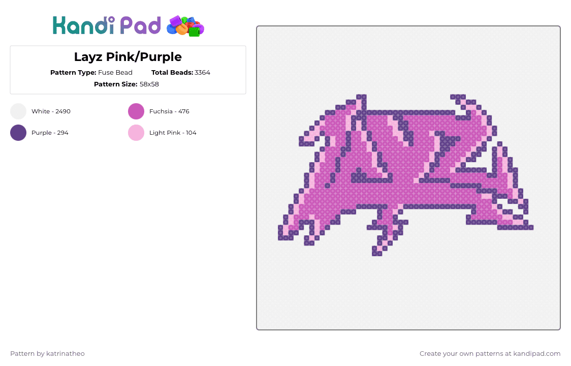 Layz Pink/Purple - Fuse Bead Pattern by katrinatheo on Kandi Pad - white,purple,pink,dubstep,edm,music,layz,rave