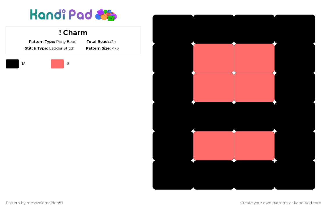 ! Charm - Pony Bead Pattern by mesozoicmaiden57 on Kandi Pad - black,cotdhashtags