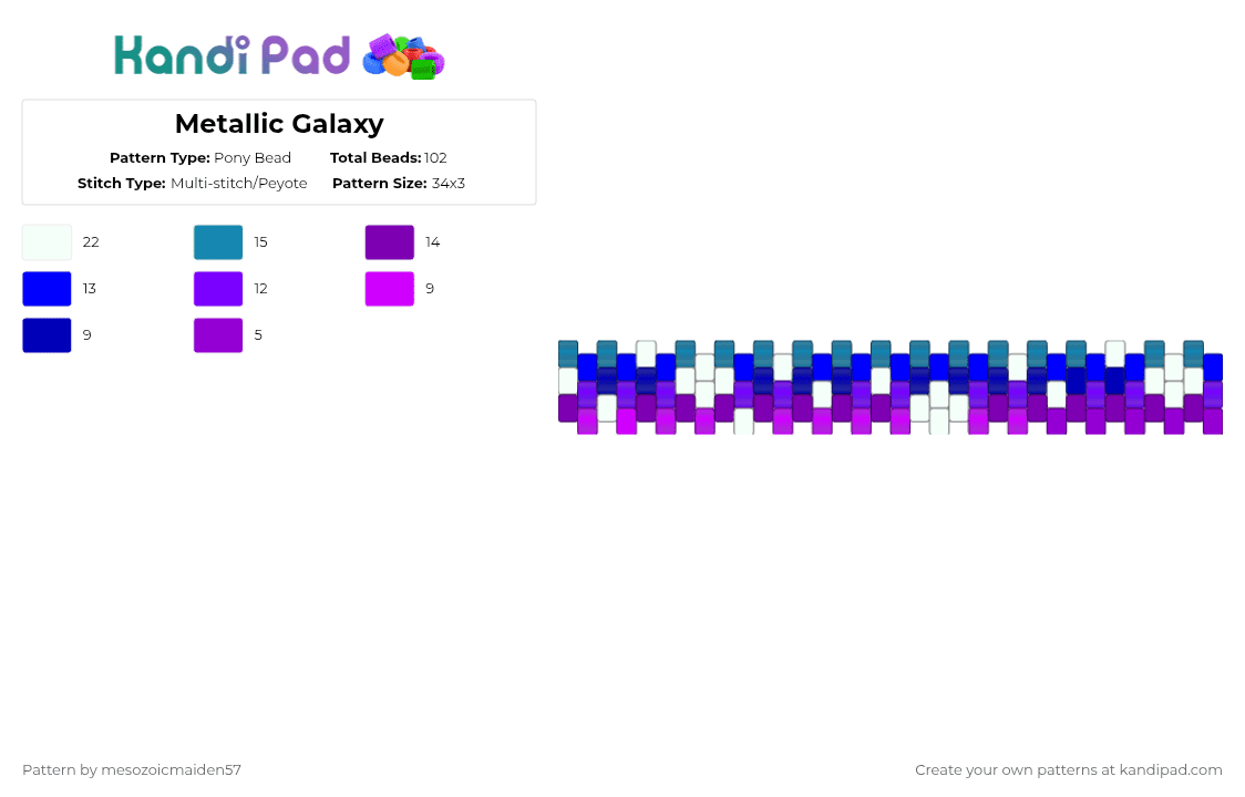 Metallic Galaxy - Pony Bead Pattern by mesozoicmaiden57 on Kandi Pad - purple,galaxy,space,metallic,stars,metal