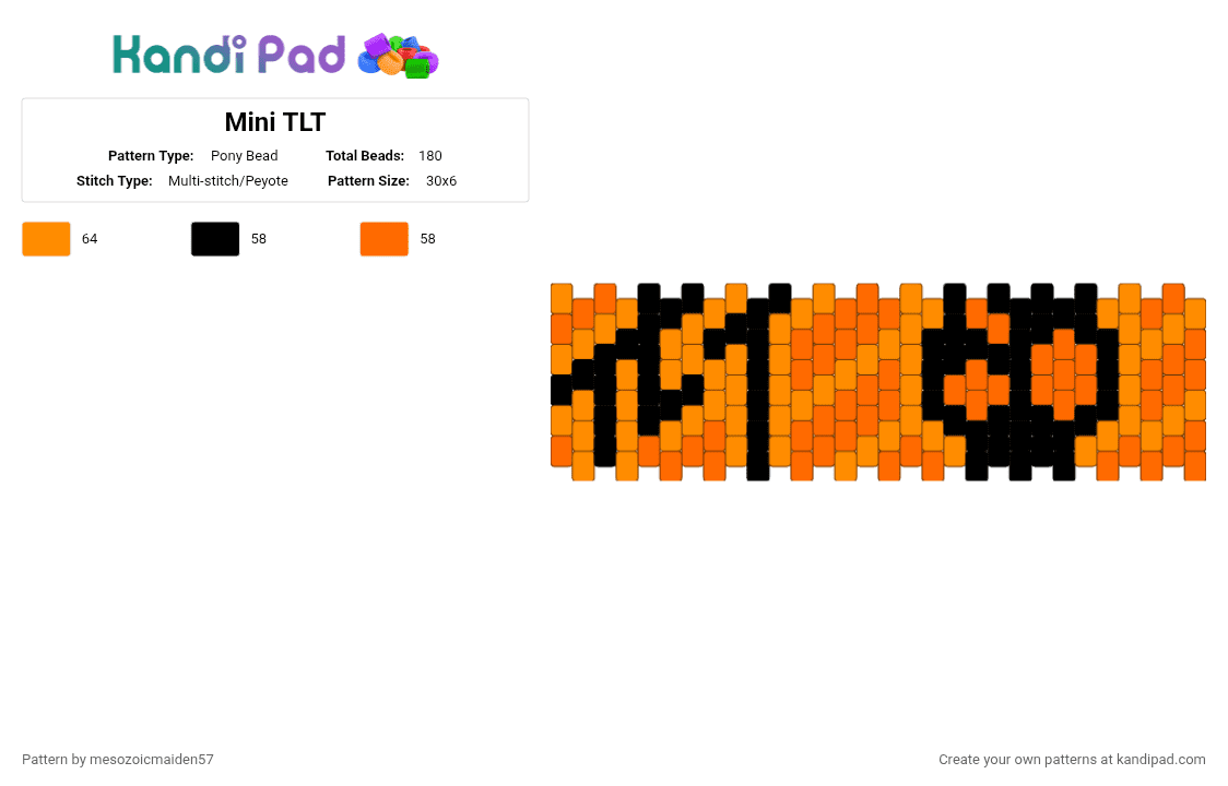 Mini TLT - Pony Bead Pattern by mesozoicmaiden57 on Kandi Pad - black,orange,music,nerdcore,thelivingtombstone,fnaf