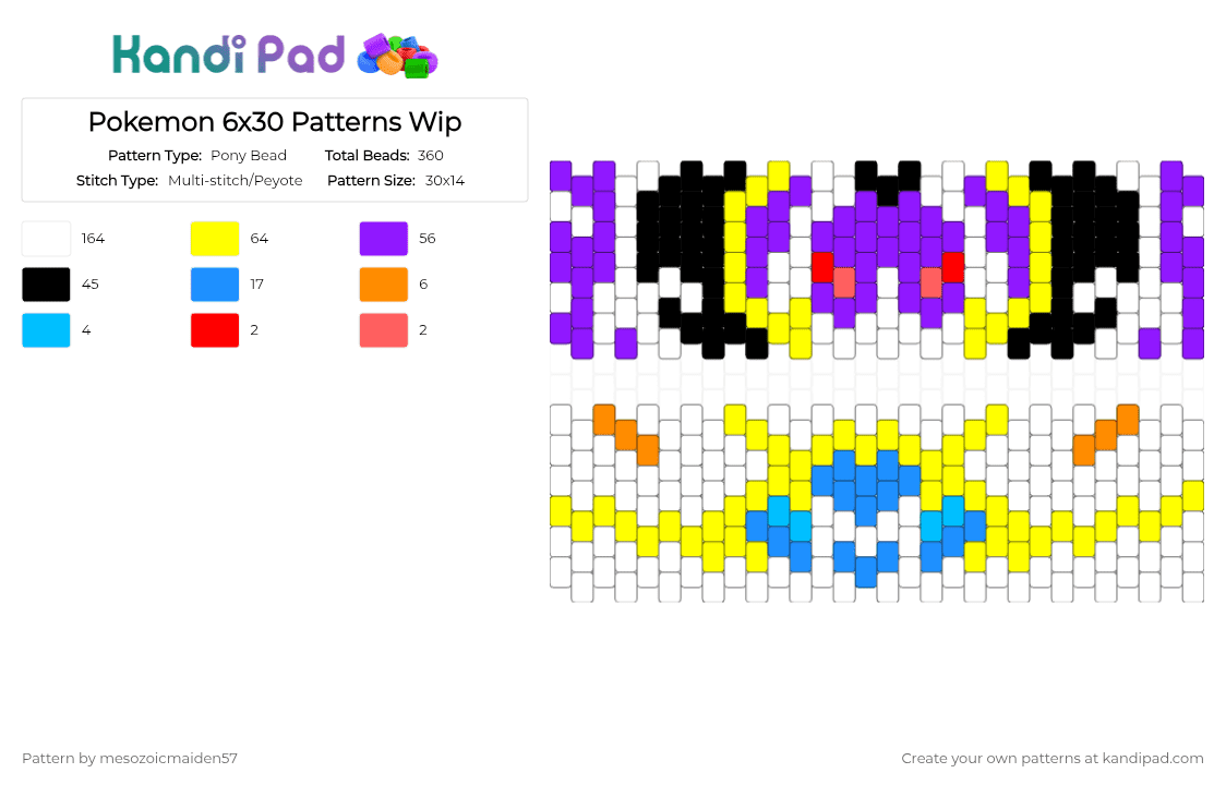 Alolan Legendary Pokémon - Pony Bead Pattern by mesozoicmaiden57 on Kandi Pad - white,purple,yellow