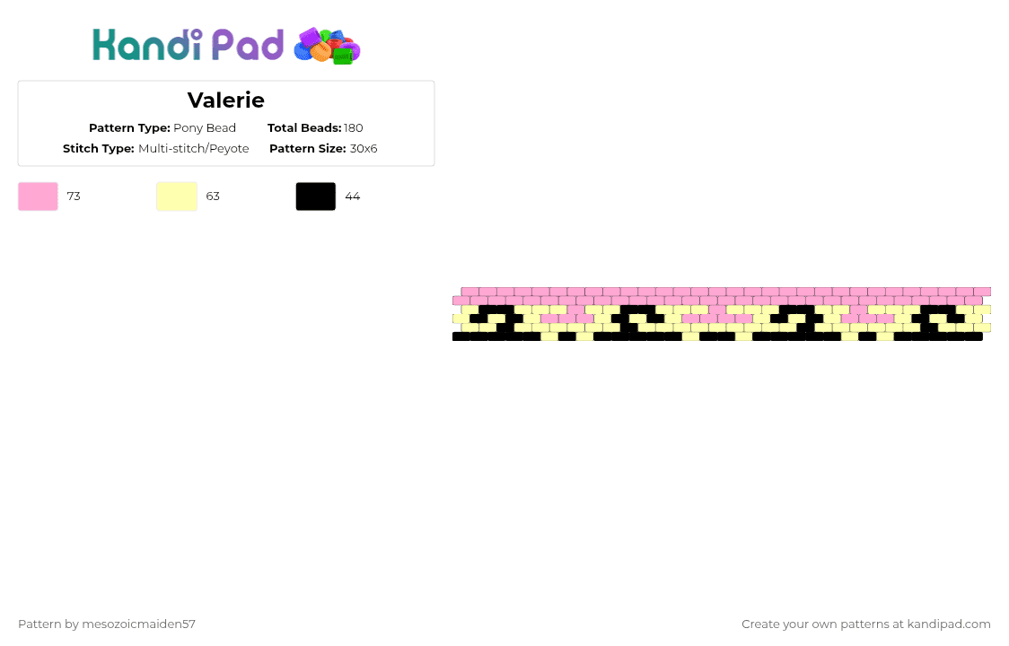 Valerie - Pony Bead Pattern by mesozoicmaiden57 on Kandi Pad - pink,yellow,pokemon,kalos,pkmn,gymleader,fairytype