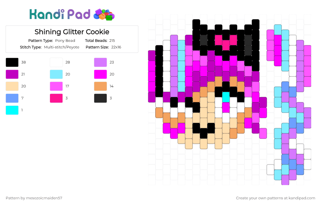 Shining Glitter Cookie - Pony Bead Pattern by mesozoicmaiden57 on Kandi Pad - pink