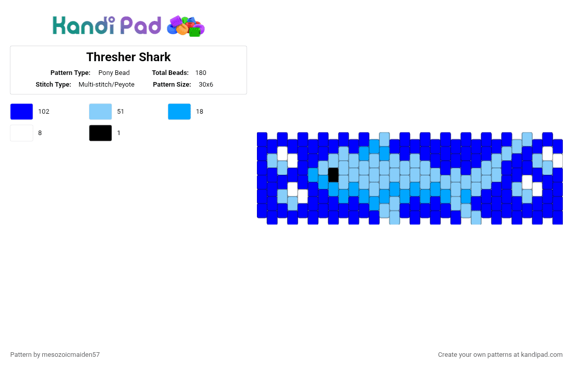 Thresher Shark - Pony Bead Pattern by mesozoicmaiden57 on Kandi Pad - purple,light blue