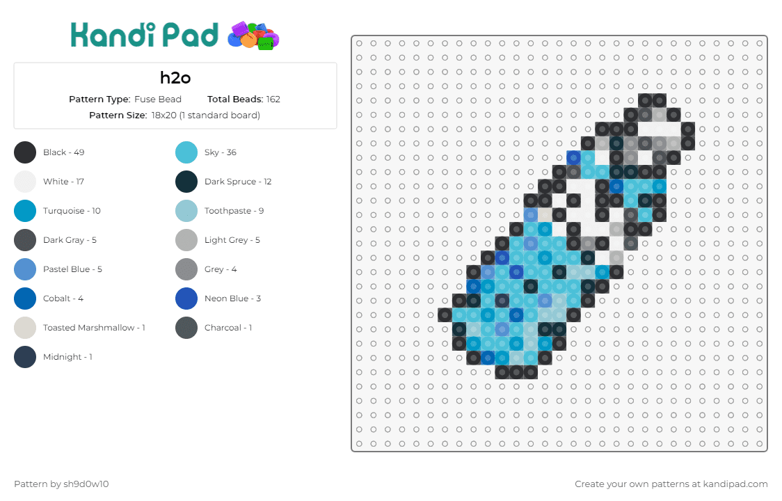 H2o Fuse Bead Pattern - Kandi Pad  Kandi Patterns, Fuse Bead Patterns,  Pony Bead Patterns, AI-Driven Designs