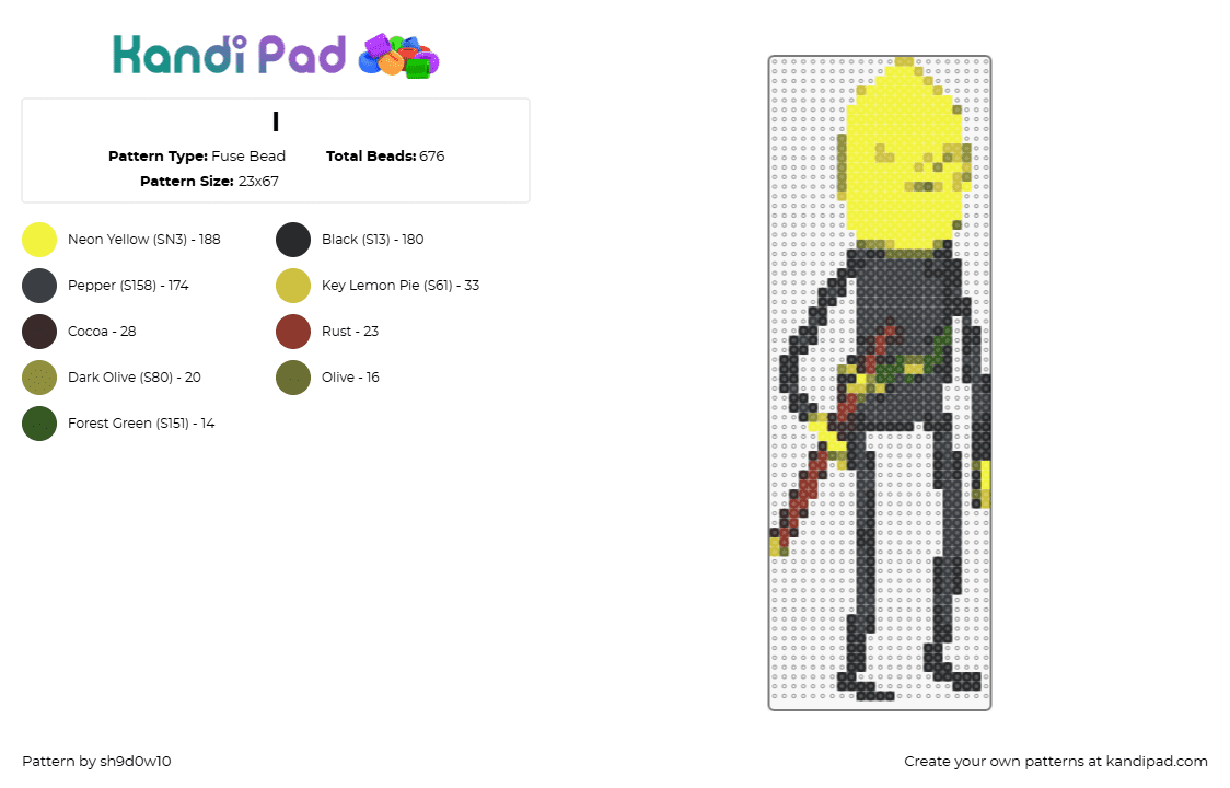 l - Fuse Bead Pattern by sh9d0w10 on Kandi Pad - earl of lemongrab,adventure time,character,cartoon,tv show,yellow,gray