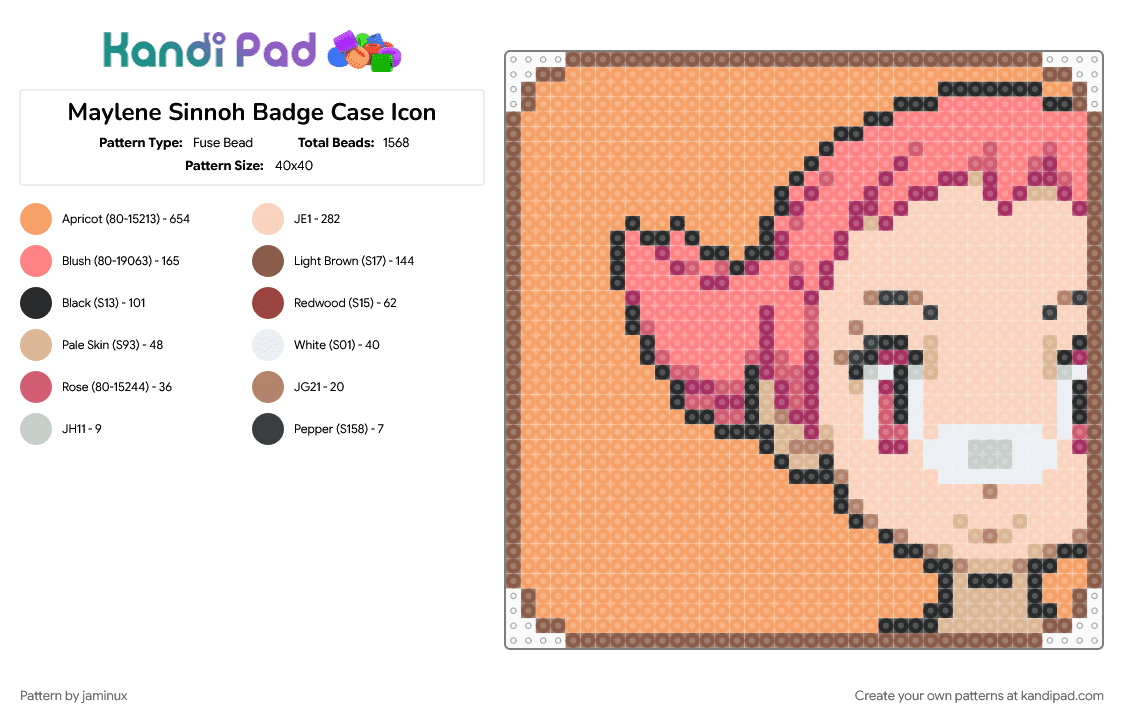 Maylene Sinnoh Badge Case Icon - Fuse Bead Pattern by jaminux on Kandi Pad - beige, character, gaming, nintendo, orange, pkmn, pokemon, video game