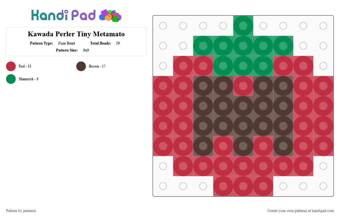 Kawada Perler Tiny Metamato - Fuse Bead Pattern by jaminux on Kandi Pad - red,small,mini,kirby,nintendo,cute,kawaii,tomato