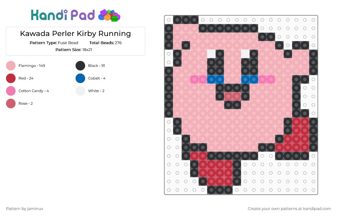 Kawada Perler Kirby Victory - Fuse Bead Pattern by jaminux on Kandi Pad - beige,small,cute,kawaii,pink,nintendo