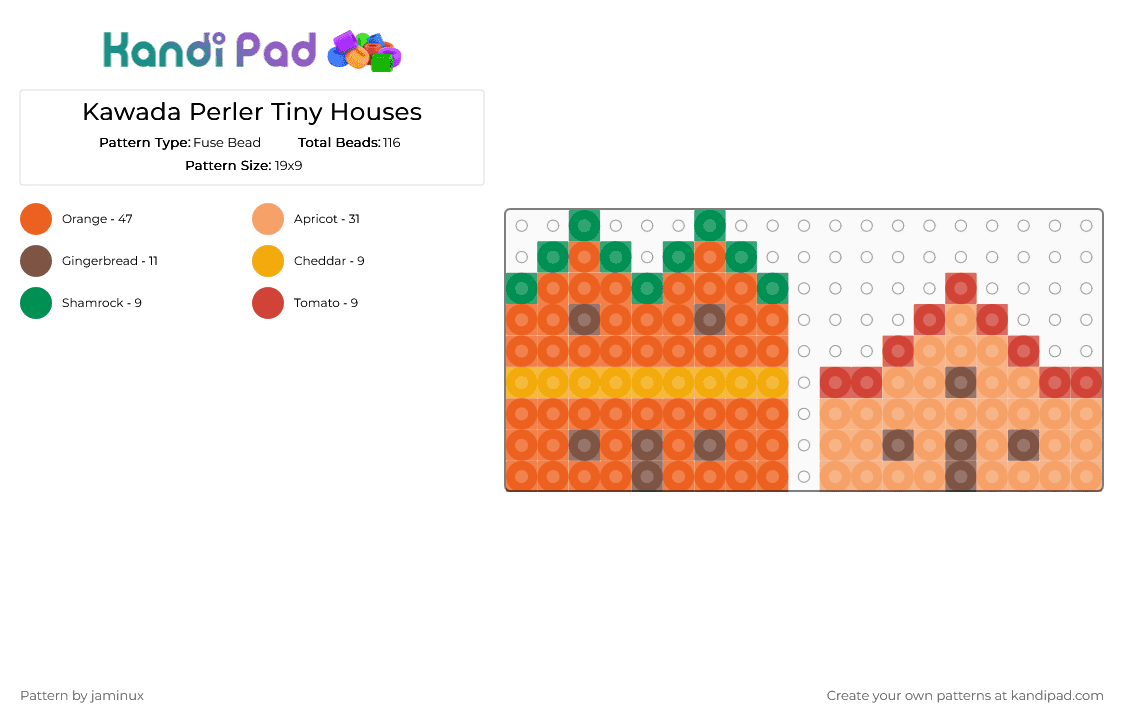 Kawada Perler Tiny Houses - Fuse Bead Pattern by jaminux on Kandi Pad - orange,small,mini,city