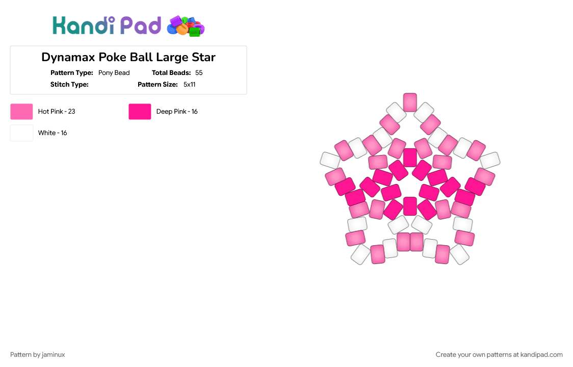 Dynamax Poke Ball Large Star - Pony Bead Pattern by jaminux on Kandi Pad - 