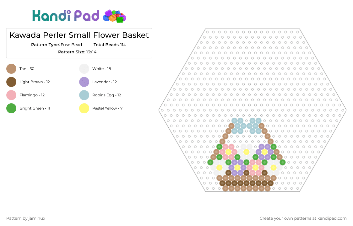 Kawada Perler Small Flower Basket - Fuse Bead Pattern by jaminux on Kandi Pad - beige,brown,cute,nature,pastel