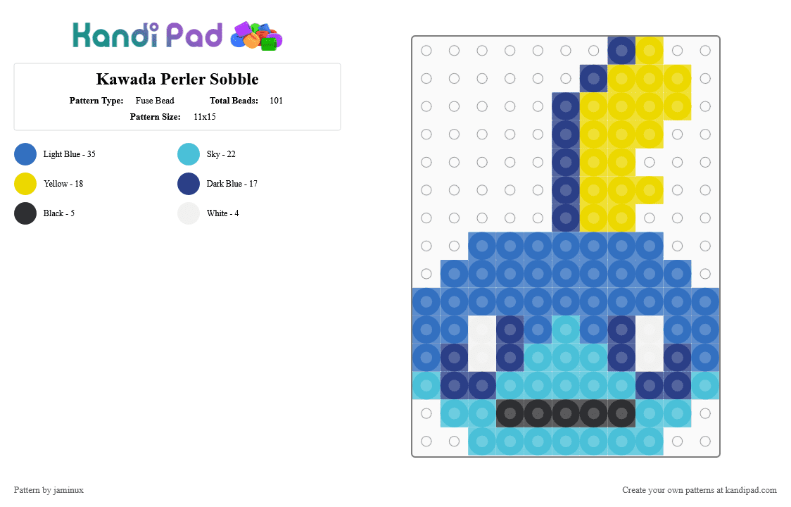 Kawada Perler Sobble - Fuse Bead Pattern by jaminux on Kandi Pad - blue,small,pokemon,pkmn