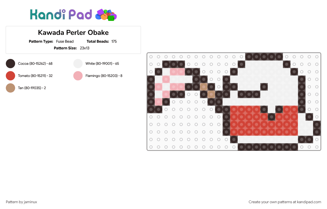 Kawada Perler Obake - Fuse Bead Pattern by jaminux on Kandi Pad - brown, character, fuse bead, ghost, kawaii, pastel, san x, small, sumikko gurashi