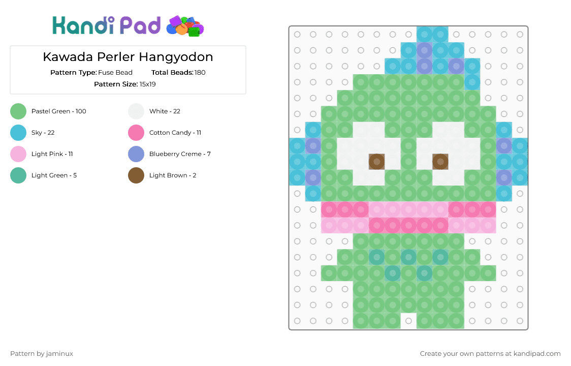 Kawada Perler Hangyodon - Fuse Bead Pattern by jaminux on Kandi Pad - teal,sanrio,small,green,pastel