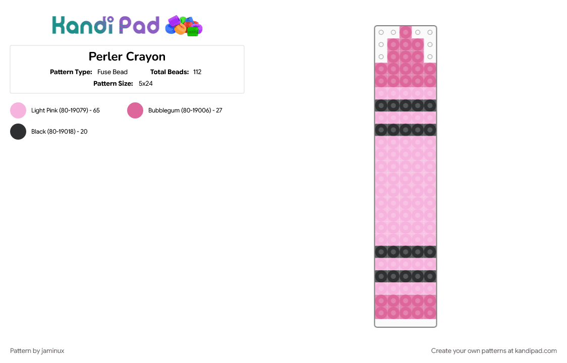 Perler Crayon - Fuse Bead Pattern by jaminux on Kandi Pad - crayola, easy, fuse beads, kidcore, pink, school