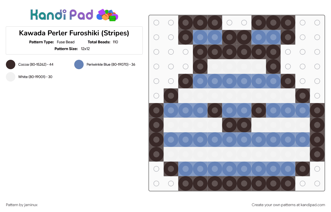 Kawada Perler Furoshiki (Stripes) - Fuse Bead Pattern by jaminux on Kandi Pad - blue, brown, character, fuse bead, kawaii, pastel, san x, small, sumikko gurashi