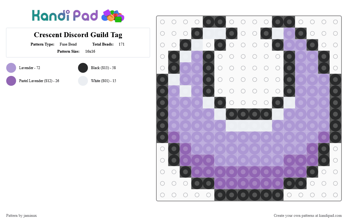 Crescent Discord Guild Badge Icon - Fuse Bead Pattern by jaminux on Kandi Pad - pink,moon