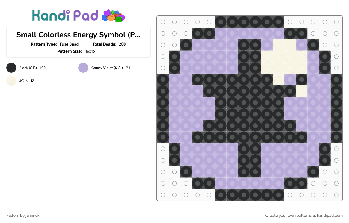 Small Colorless Energy Symbol (Pokemon TCG GB) - Fuse Bead Pattern by jaminux on Kandi Pad - 