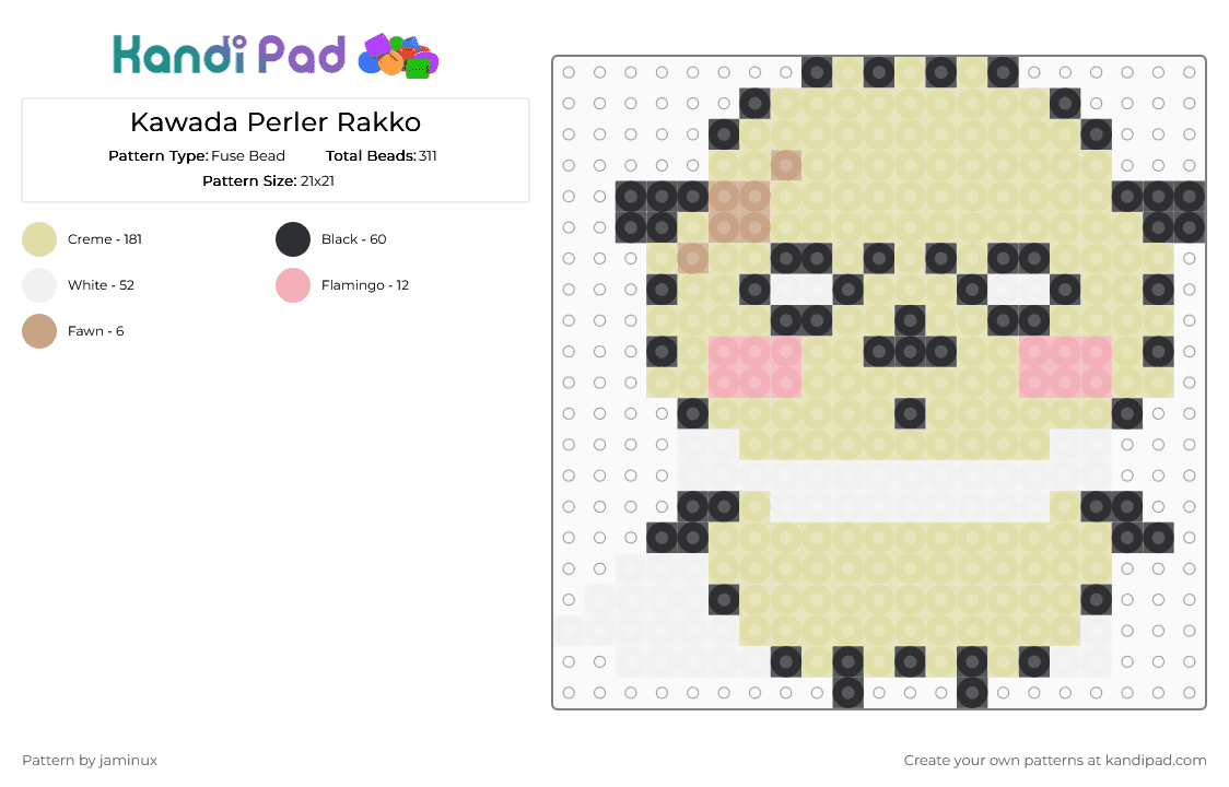 Kawada Perler Rakko - Fuse Bead Pattern by jaminux on Kandi Pad - yellow,small,chiikawa,cute,kawaii