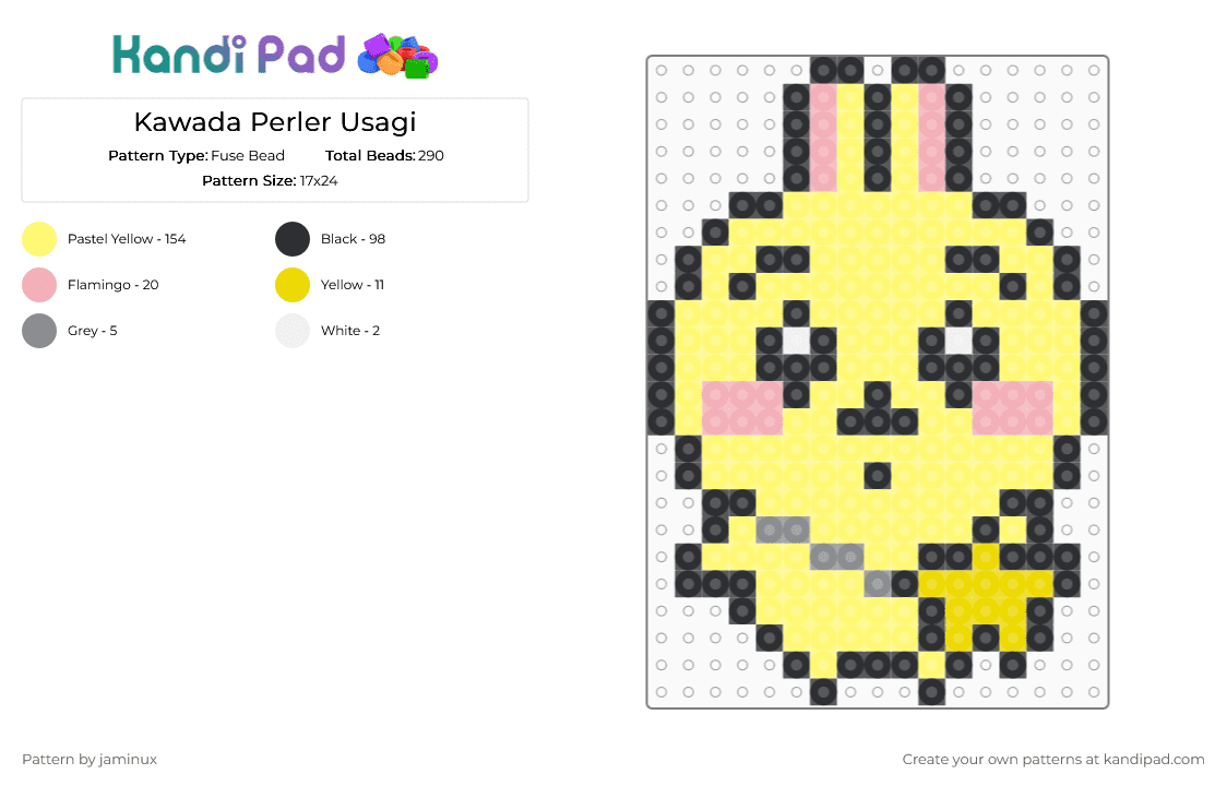 Kawada Perler Usagi - Fuse Bead Pattern by jaminux on Kandi Pad - yellow,small,cute,kawaii,chiikawa
