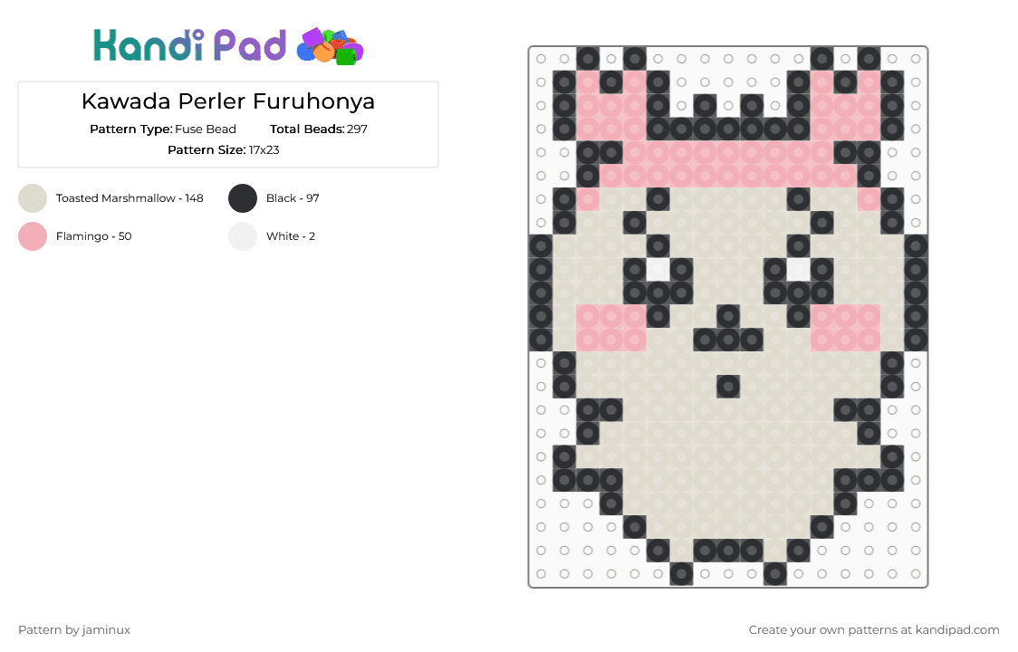 Kawada Perler Furuhonya - Fuse Bead Pattern by jaminux on Kandi Pad - beige,small,chiikawa,cute,kawaii,pink