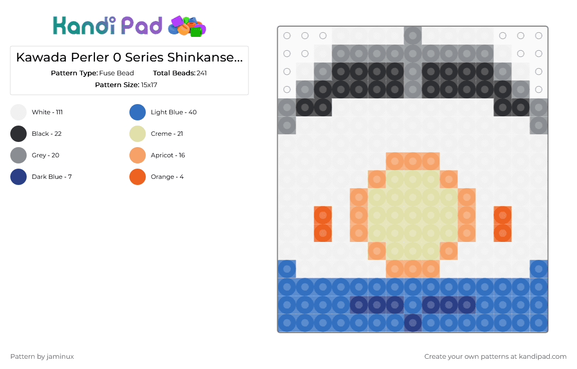 Kawada Perler 0 Series Shinkansen Bullet Train - Fuse Bead Pattern by jaminux on Kandi Pad - white,blue,small