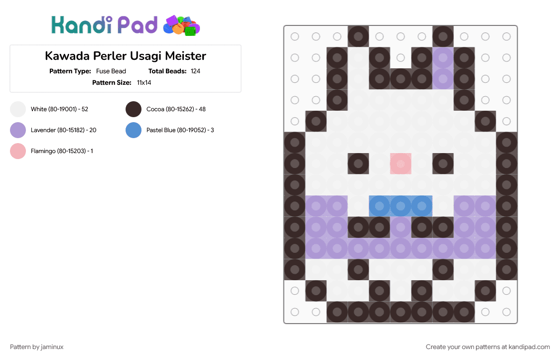 Kawada Perler Usagi Meister - Fuse Bead Pattern by jaminux on Kandi Pad - brown, character, fuse bead, kawaii, pastel, pink, rabbit, san x, small, sumikko gurashi