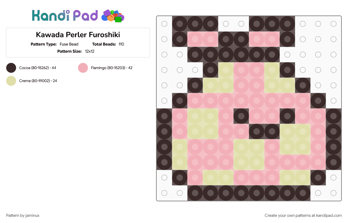 Kawada Perler Furoshiki - Fuse Bead Pattern by jaminux on Kandi Pad - beige, brown, character, fuse bead, kawaii, pastel, pink, san x, small, sumikko gurashi