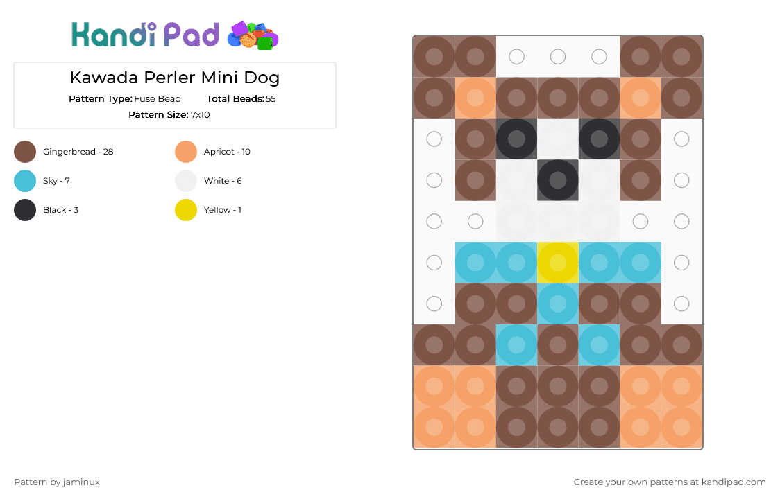 Kawada Perler Mini Dog - Fuse Bead Pattern by jaminux on Kandi Pad - tan,small,tiny,animal,brown,pet