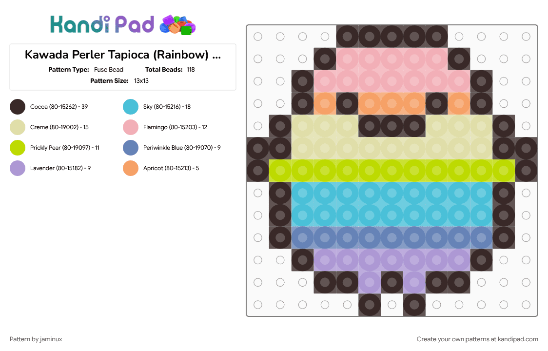 Kawada Perler Tapioca (Rainbow) Sumikko Gurashi - Fuse Bead Pattern by jaminux on Kandi Pad - brown, character, cute, fuse bead, kawaii, light blue, pastel, rainbow, san x, small, yellow