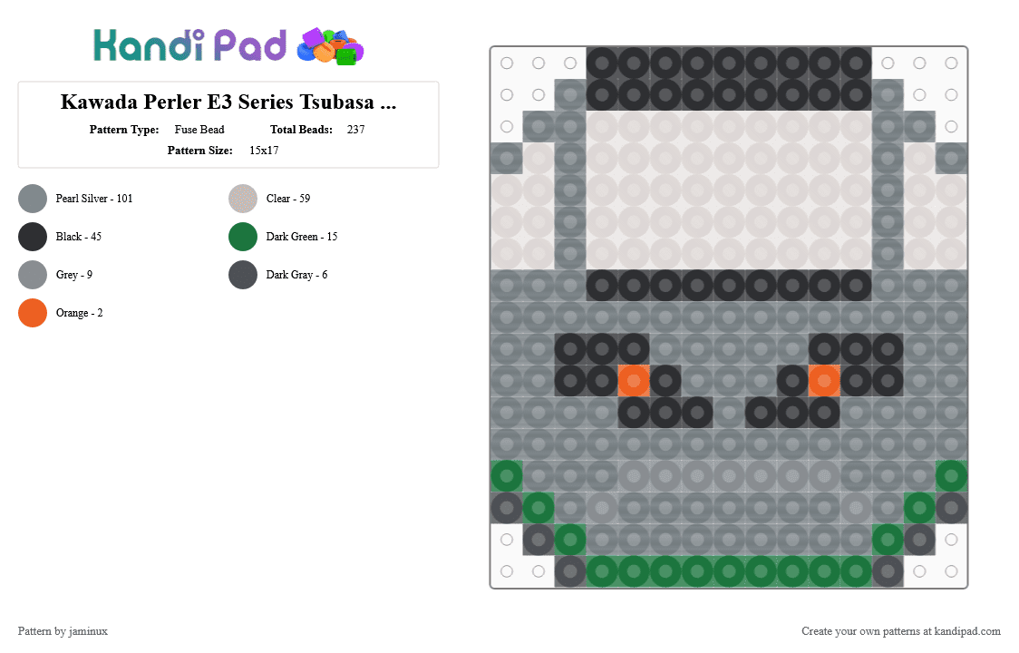 Kawada Perler E3 Series Tsubasa Bullet Train - Fuse Bead Pattern by jaminux on Kandi Pad - gray,beige,small,shinkansen,silver