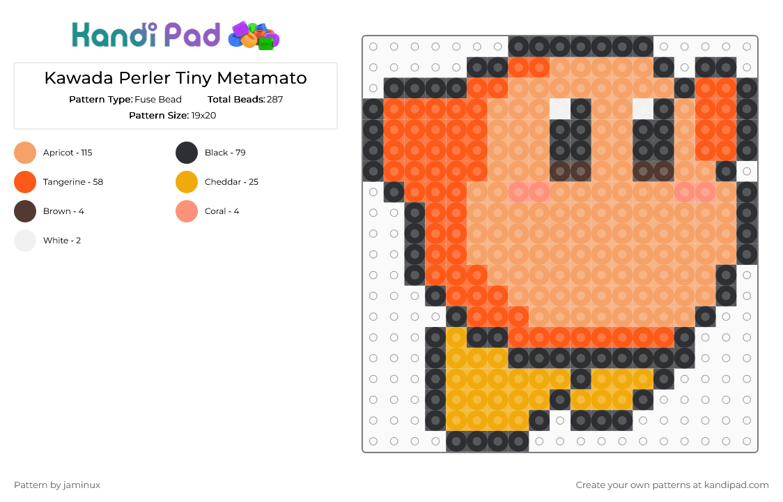 Kawada Perler Waddle Dee Jumping - Fuse Bead Pattern by jaminux on Kandi Pad - orange,small,cute,kawaii,nintendo,kirby