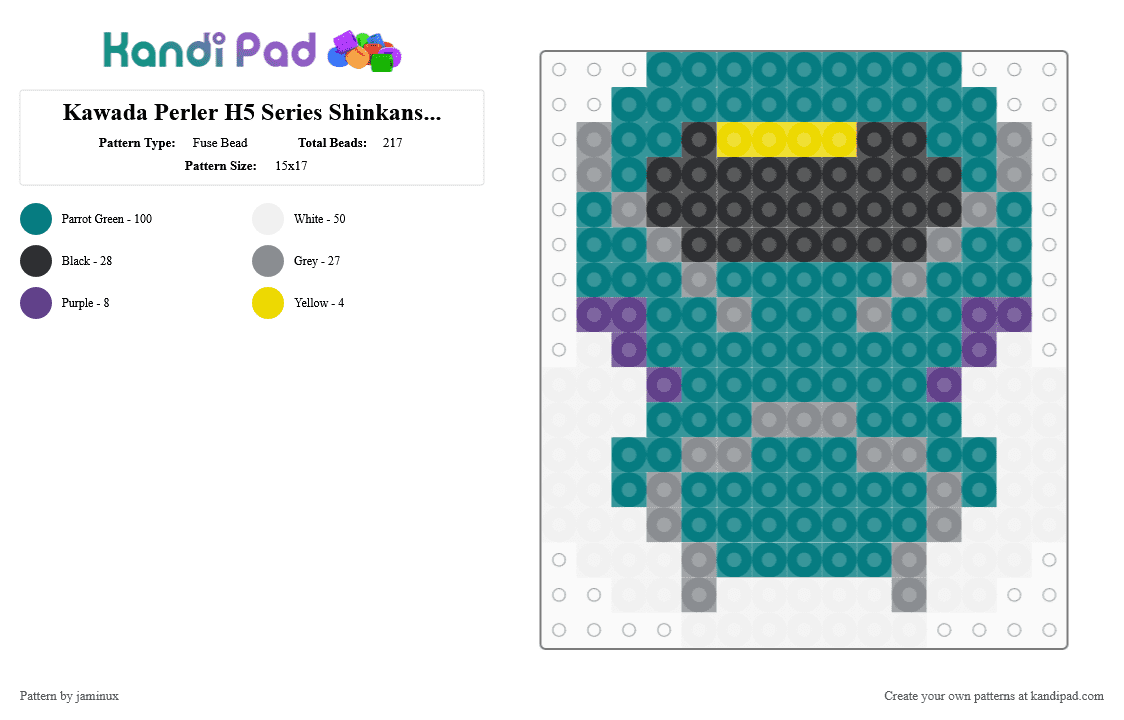 Kawada Perler H5 Series Shinkansen Bullet Train - Fuse Bead Pattern by jaminux on Kandi Pad - teal,small,green