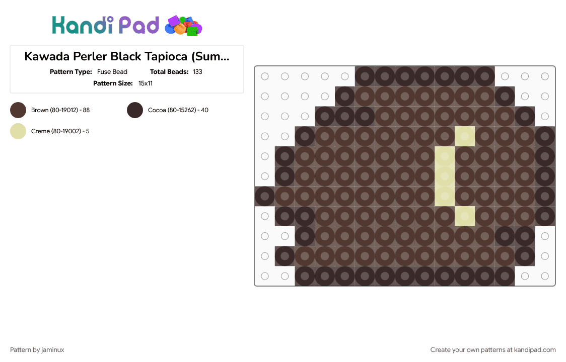 Kawada Perler Black Tapioca (Sumikko Gurashi) - Fuse Bead Pattern by jaminux on Kandi Pad - brown, character, cute, fuse bead, kawaii, san x, small