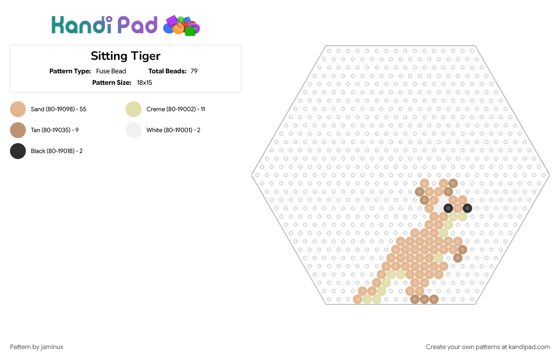 Kangaroo (Hexagon Board) - Fuse Bead Pattern by jaminux on Kandi Pad - animal, beige, brown, fuse beads, nature, perler, tan