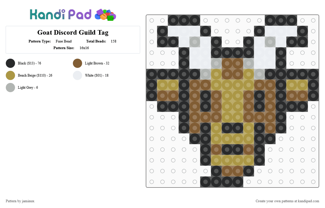 Goat Discord Guild Badge Icon - Fuse Bead Pattern by jaminux on Kandi Pad - gold,tan