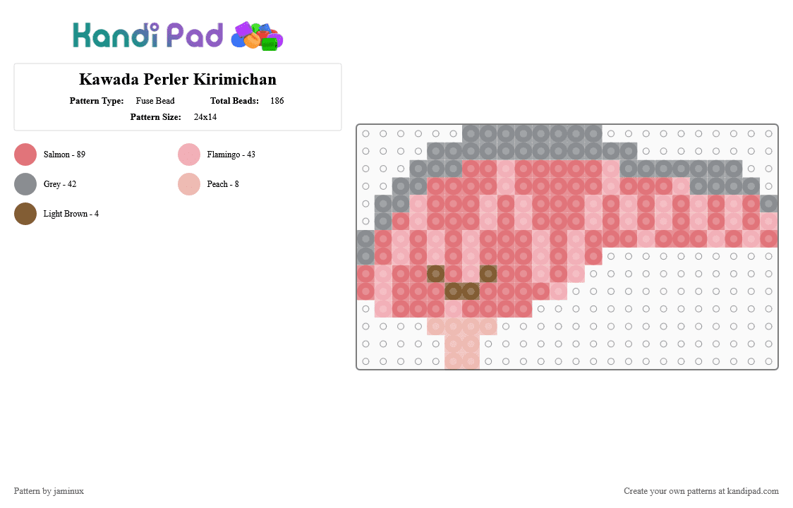 Kawada Perler Kirimichan - Fuse Bead Pattern by jaminux on Kandi Pad - red,beige,small,sanrio,pastel