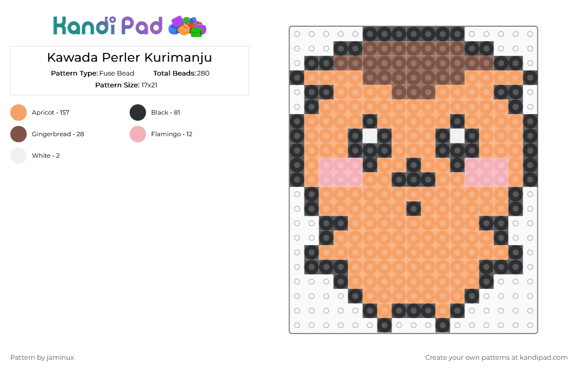 Kawada Perler Kurimanju - Fuse Bead Pattern by jaminux on Kandi Pad - orange,small,chiikawa,cute,kawaii