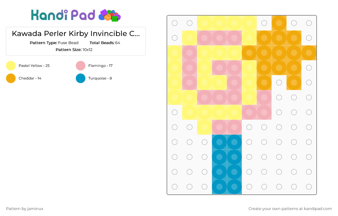 Kawada Perler Kirby Invincible Candy - Fuse Bead Pattern by jaminux on Kandi Pad - beige,yellow,small,cute,kawaii,nintendo,tiny,lollipop,mini