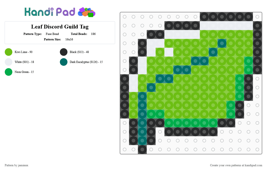 Leaf Discord Guild Badge Icon - Fuse Bead Pattern by jaminux on Kandi Pad - green,plant,nature,leaves