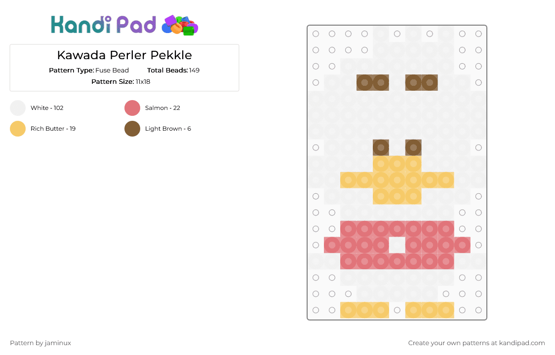 Kawada Perler Pekkle - Fuse Bead Pattern by jaminux on Kandi Pad - white,yellow,red,sanrio,ahiru no pekkle,small