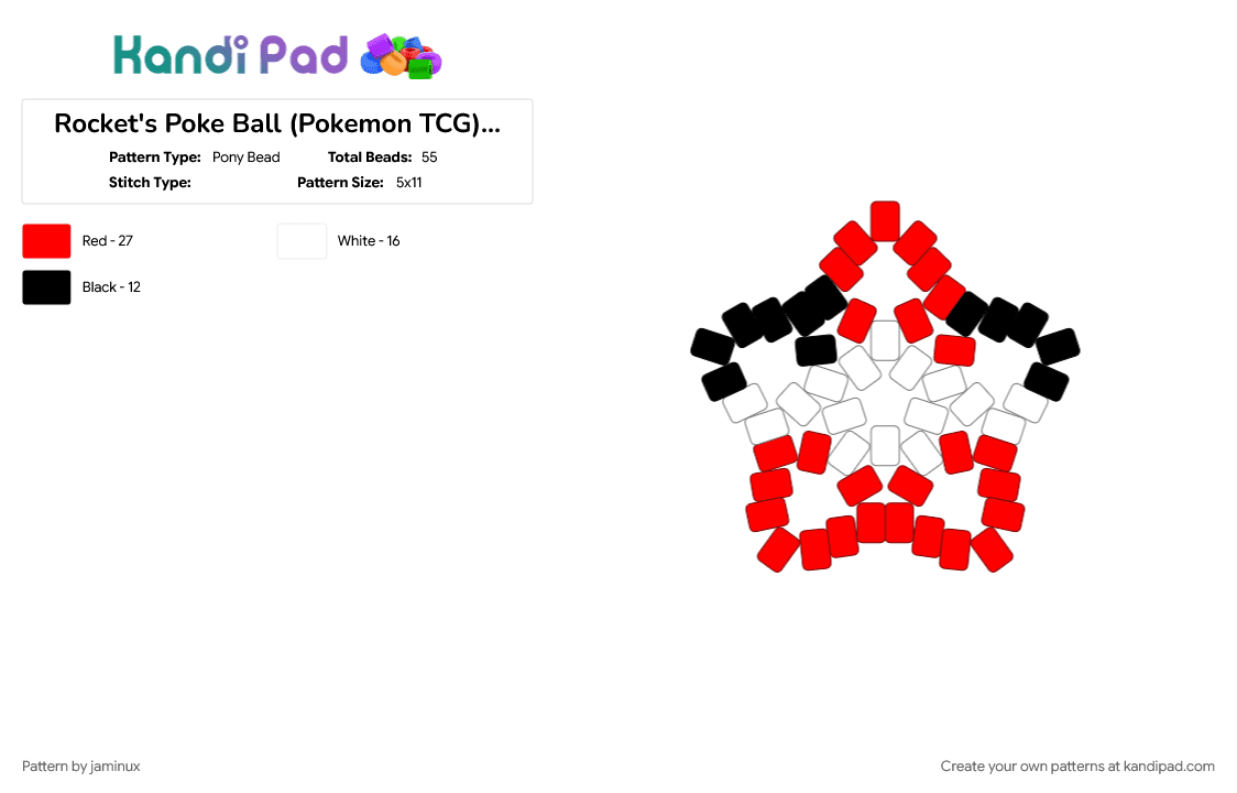 Rocket\'s Poke Ball (Pokemon TCG) Large Star - Pony Bead Pattern by jaminux on Kandi Pad - 