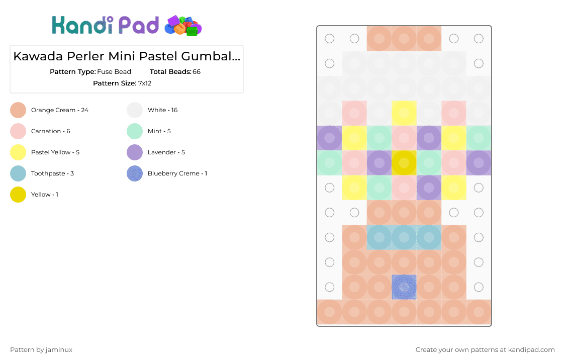Kawada Perler Mini Pastel Gumball Machine - Fuse Bead Pattern by jaminux on Kandi Pad - beige,small,tiny,sweets,dessert,food