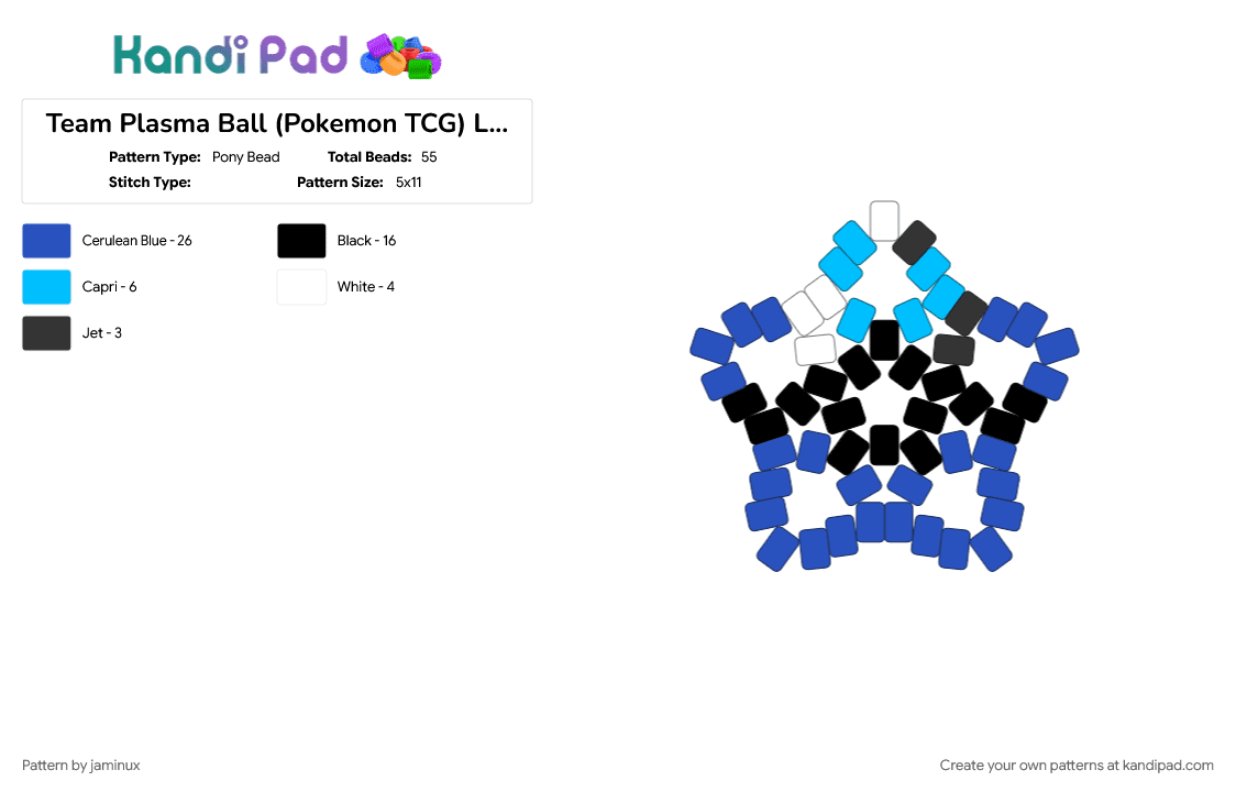 Team Plasma Ball (Pokemon TCG) Large Star - Pony Bead Pattern by jaminux on Kandi Pad - beginner, blue, dark blue, easy, gaming, keychain, poke ball, pony beads